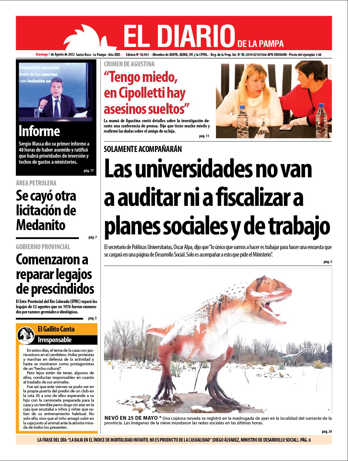 Tapa del diacutea domingo 07 de agosto de 2022